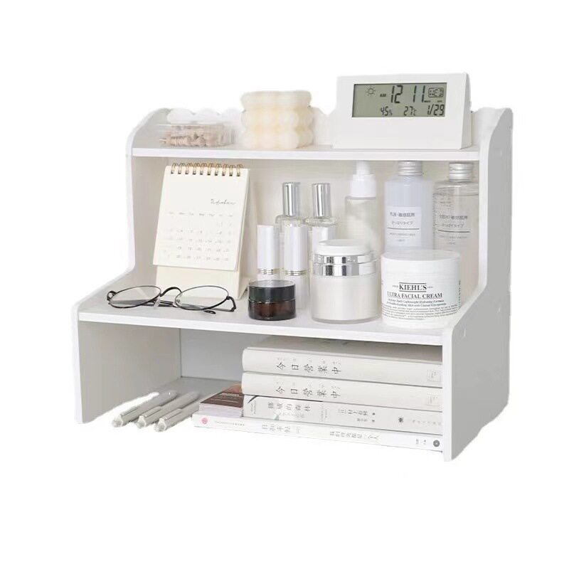 Multi-Layer Storage Rack Student Dormitory Desktop Storage Rack Wood-Plastic Office Book and Stationery Storage Rack Storage