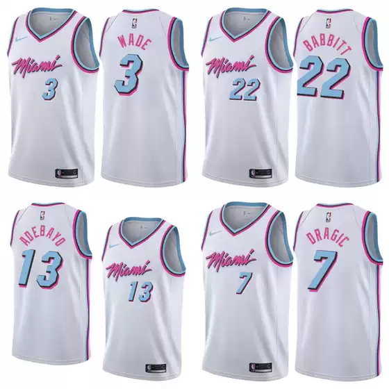 Heat City White No. 3 Wade Wade Hot Press Jersey No. 14 Hiro No. 13 Adebayo No. 22 Butler
