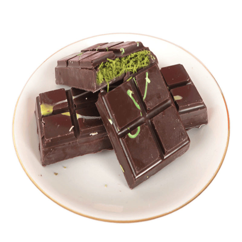 Dubai Style Chocolate Trendy Snack Bread Filling Pistachio Milk Chocolate Flavor Box Substitute for Cocoa Butter 50 Wholesale
