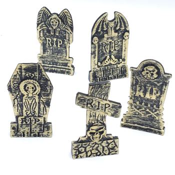Halloween Tombstone Ornaments, Various Styles of Gold-Brushed Tombstones, Halloween DIY Decorations, Multiple Specifications 5-7.5cm