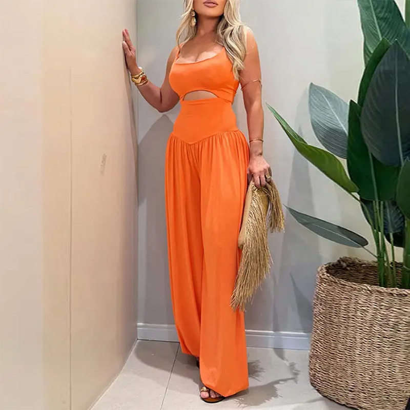 Summer Womens Two Piece Set Casual Loose Solid Color Cami Top and Wide Leg Pants Perfect for Everyday Wear Wholesale