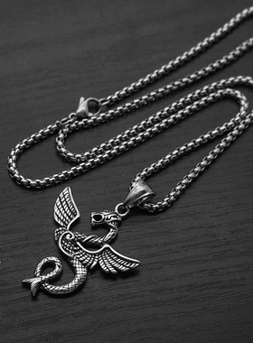 翅膀飞龙项链吊坠欧美嘻哈朋克