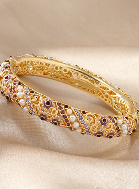 镶满钻景泰蓝手镯复古宫廷