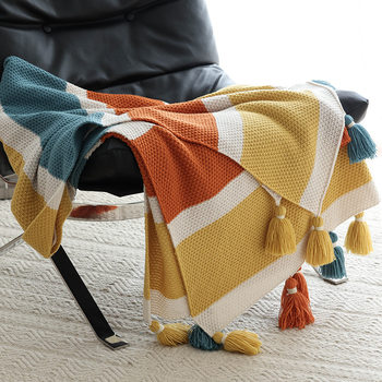 Nordic Knitted Guesthouse Sofa Blanket Throw Blanket Geometric Soft Furnishing Sofa Blanket Handmade Blanket New Style