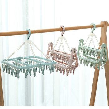 Multifunctional Household Hook for Dormitory Drying Socks, Clothes Hanger with Multiple Clips, Baby Windproof Drying Rack, Magic Hanger for Underwear