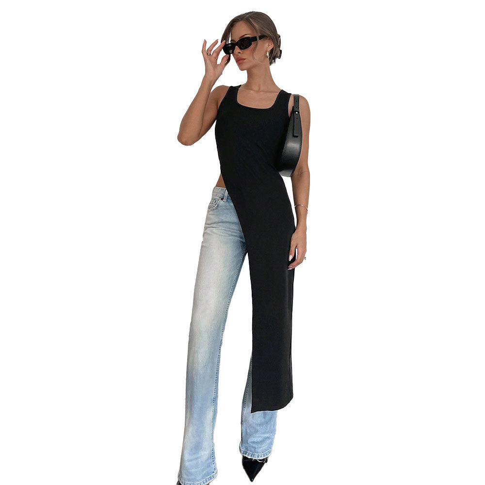 Long Womens T Shirt Slim Fit U Neck Unique Design Spring Summer Fashion Wholesale Available