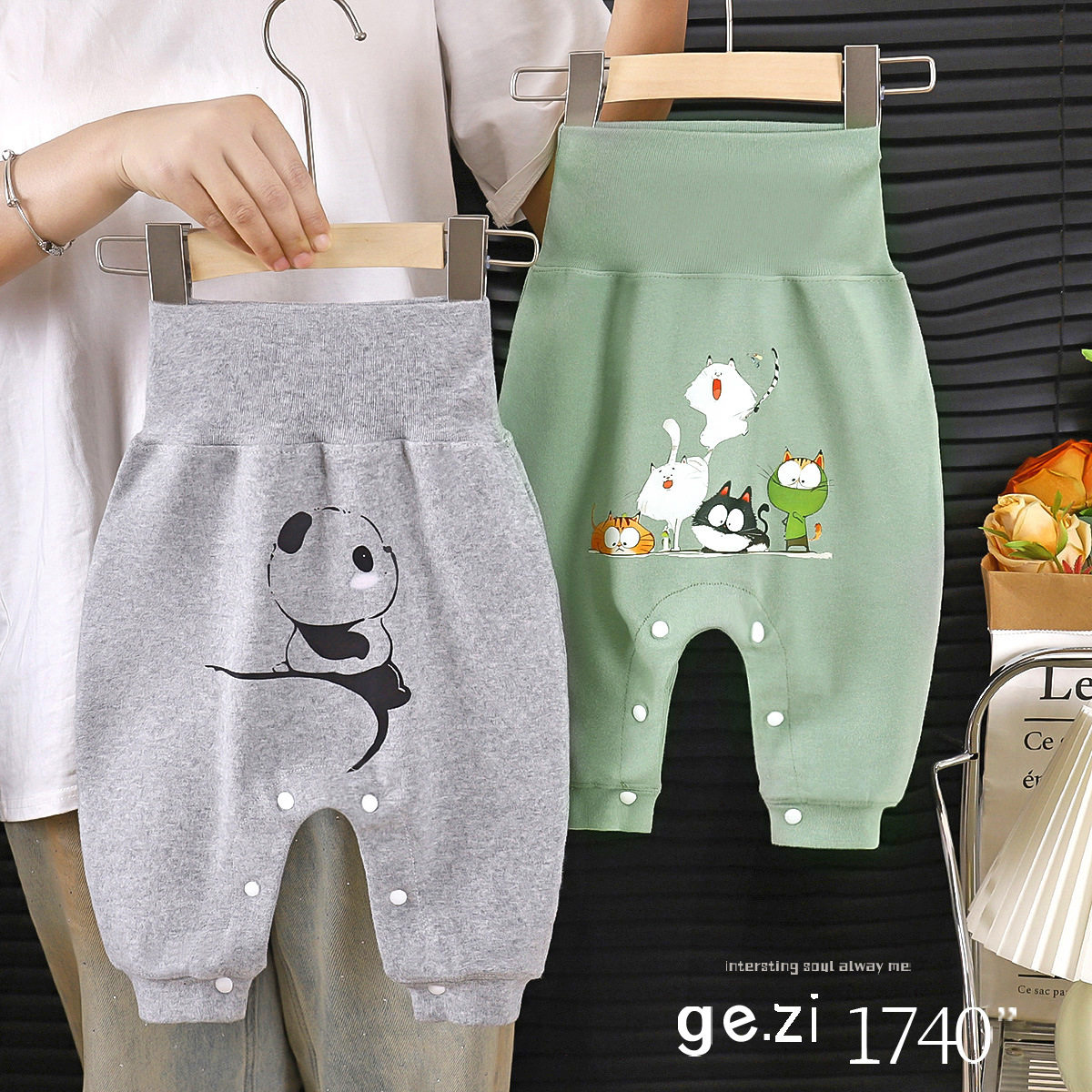 Baby Big PP Pants, Spring & Autumn Cotton Version, Boys & Girls High-Waist Belly-Protecting Snap-Button Easy-Wear Pants, 7A Antibacterial Outerwear