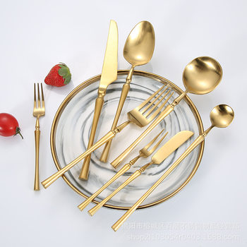Small waist matte gold 304 stainless steel Western-style knife, fork and spoon chopsticks four-piece steak knife and fork tableware set
