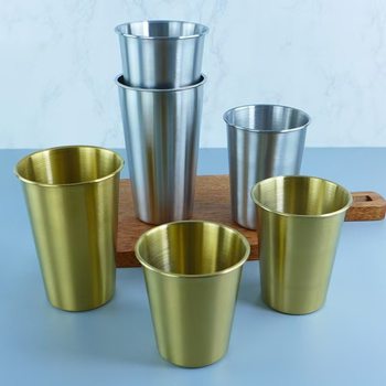 304 Stainless Steel Crimped Single Layer Cup Beer Cup Coffee Cup Gargle Cup Outdoor Portable Printed logo