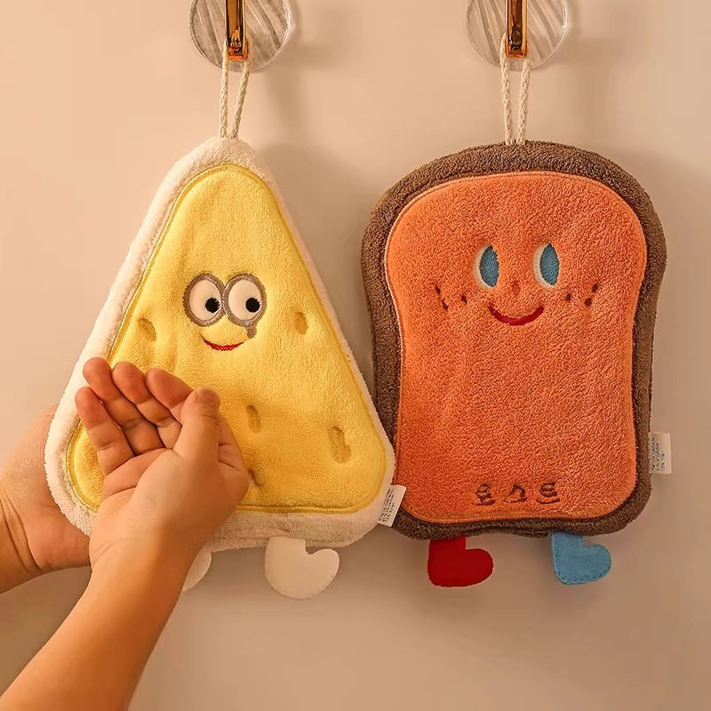 Cute Hand Towel Hanging Absorbent Thickened Bathroom Cartoon Handkerchief Towel Small Square Towel Kitchen Rag