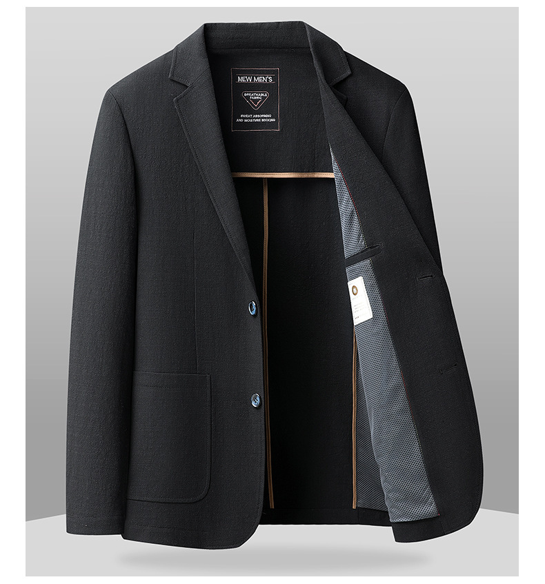 Áo vest nam cotton mỏng nhẹ mùa xuân thu, blazer công sở thoáng khí không nhăn — Màu be, Màu đen, Màu xanh lam, Màu xanh lá