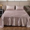 Foreign Trade Cross-Border Amazon Satin Imitation Silk Printed Bed Sheet, Fitted Sheet, Pillowcase Digital Print Leopard Print Four-Piece Set
