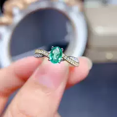 Live Drainage Welfare pt950 Eight Heart and Eight Arrows Micro-inlaid Women's Ring Imitation Natural Colombian Emerald Ring