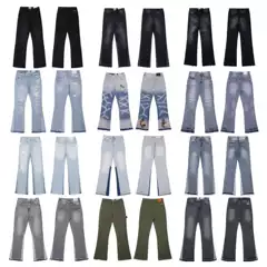 Gallery Dept Spring Splash-Ink Ripped Micro-Flare Structure Spliced ​​Loose Jeans Pants for Men and Women