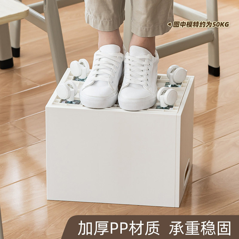 Factory Direct Sales Plastic Under-Desk Removable Bookshelf with Pulleys Simple Student Book Storage Box Wholesale