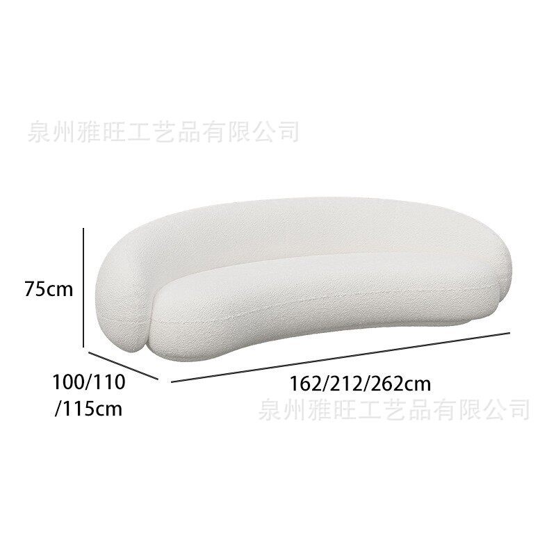 轻奢羊羔绒沙发组合 工作室休闲办公弧形沙发 婚纱店影楼创意沙发