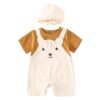 Baby Summer suit Boys and Girls Baby Fake Two-piece Overalls All-in-One Clothes Newborn Cartoon Super Cute Climbing Suit