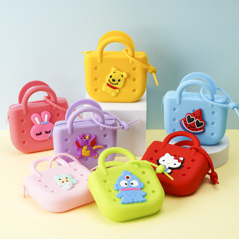 Portable Silicone Coin Purse Beach Bag Storage Bag Lightweight Small New Cartoon DIY Hole Key Bag