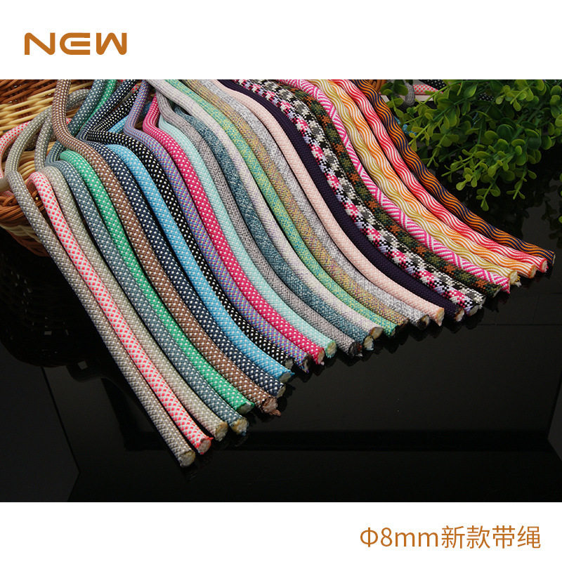 In-Stock 8mm Colorful Luggage Round Lanyard Neck Strap Long and Short Wrist Strap Handbag Phone Crossbody Strap