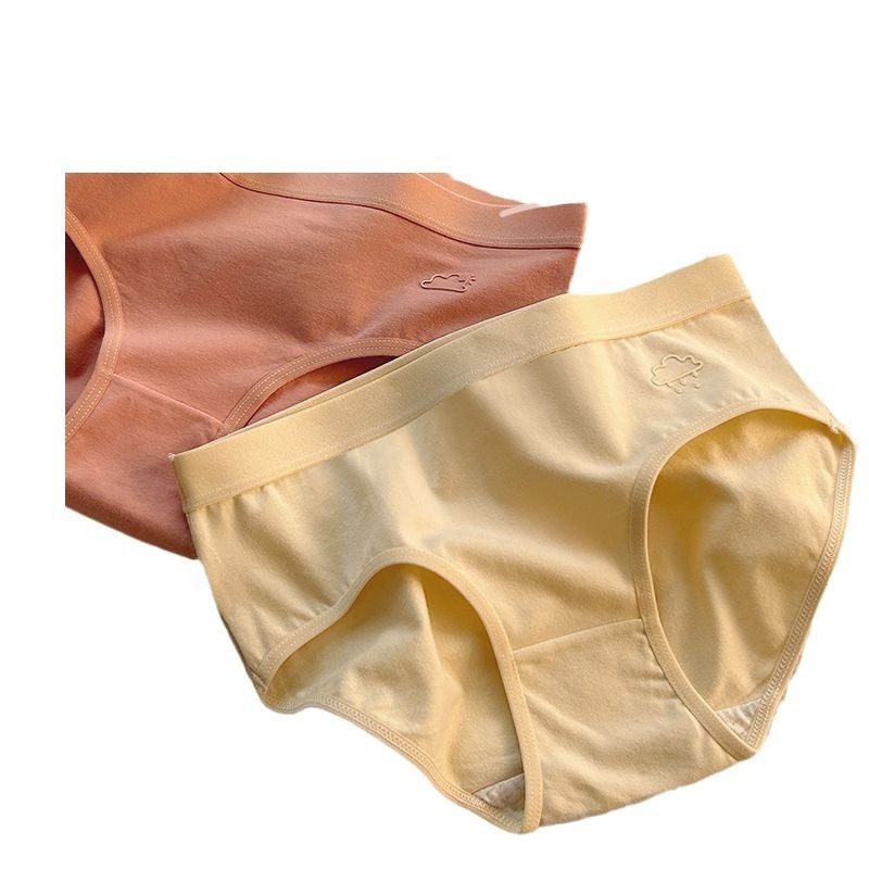 Women's underwear cotton underwear women's aerobic weather pattern simple solid color mid-waist cotton crotch triangle shorts wholesale