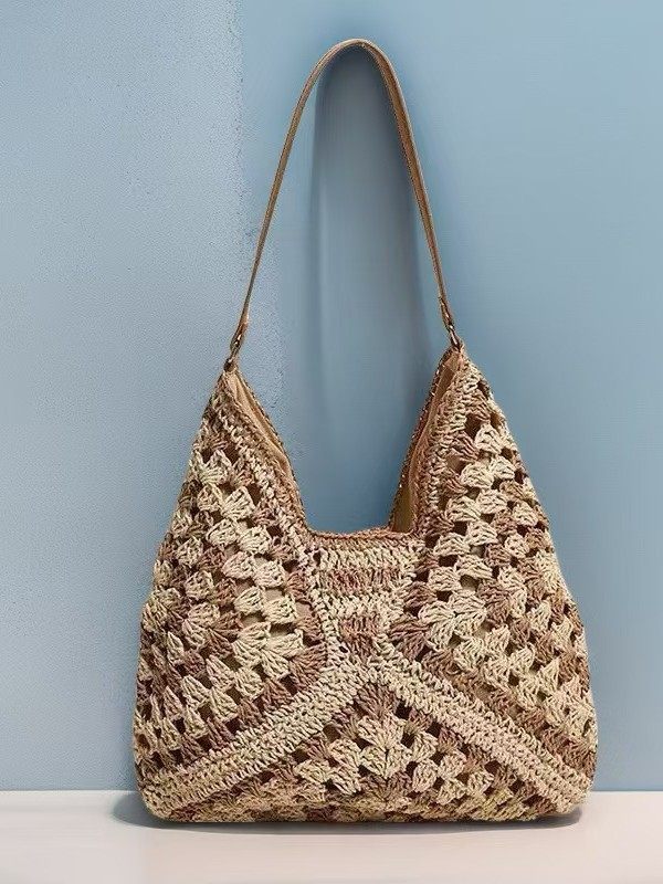 Manufacturer Wholesale Korean Style Large-Capacity Women's Bag Internet Celebrity Popular Grandmother's Straw Bag Seaside Vacation Shoulder Bag