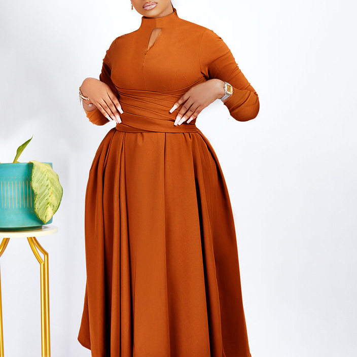 Plus Size African Style Dress Elegant Ruffled Design Flowy A Line Silhouette Fashionable for Casual Occasions