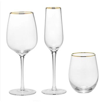 Factory high white material glass mouth Phnom Penh red wine glass egg-shaped red wine glass champagne glass suit gold goblet
