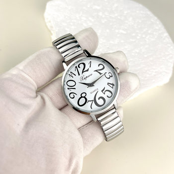 Cross-border new watch large dial elastic elastic band large digital elderly watch women's casual quartz watch