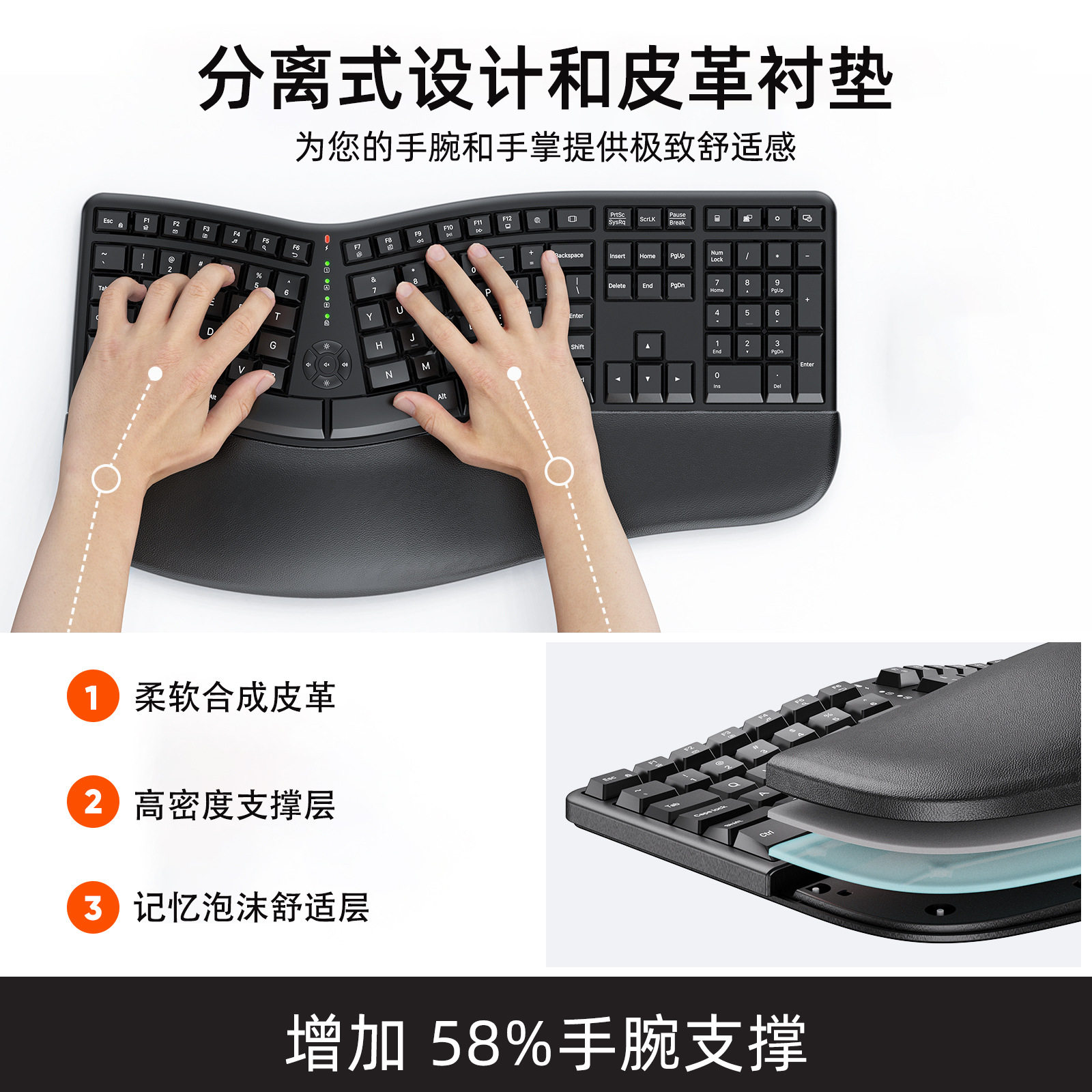 Meetion Mishen 2.4g Ergonomic Keyboard Health Split Keyboard Office Home Ergonomic Keyboard