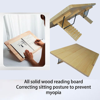 Desktop Double-Layer Reading Stand Writing Board Tilted Reading Learning Reading Homework Bracket to Protect Cervical Spine Sitting Posture Wood