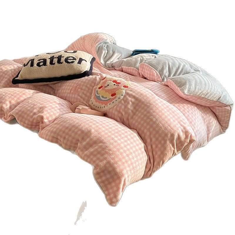 2025 Milk Velvet Four-Piece Set New Towel Embroidery Skin-Friendly and Comfortable Autumn and Winter Thickeneded and Warm Nantong Home Textile Wholesale