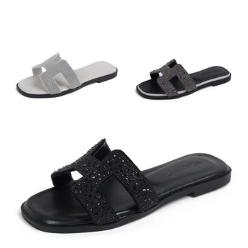 Color Matching Slippers Women's Outer Wear 2025 New Summer Fashion All-match Flat Trawl Red Beach Travel Sandals