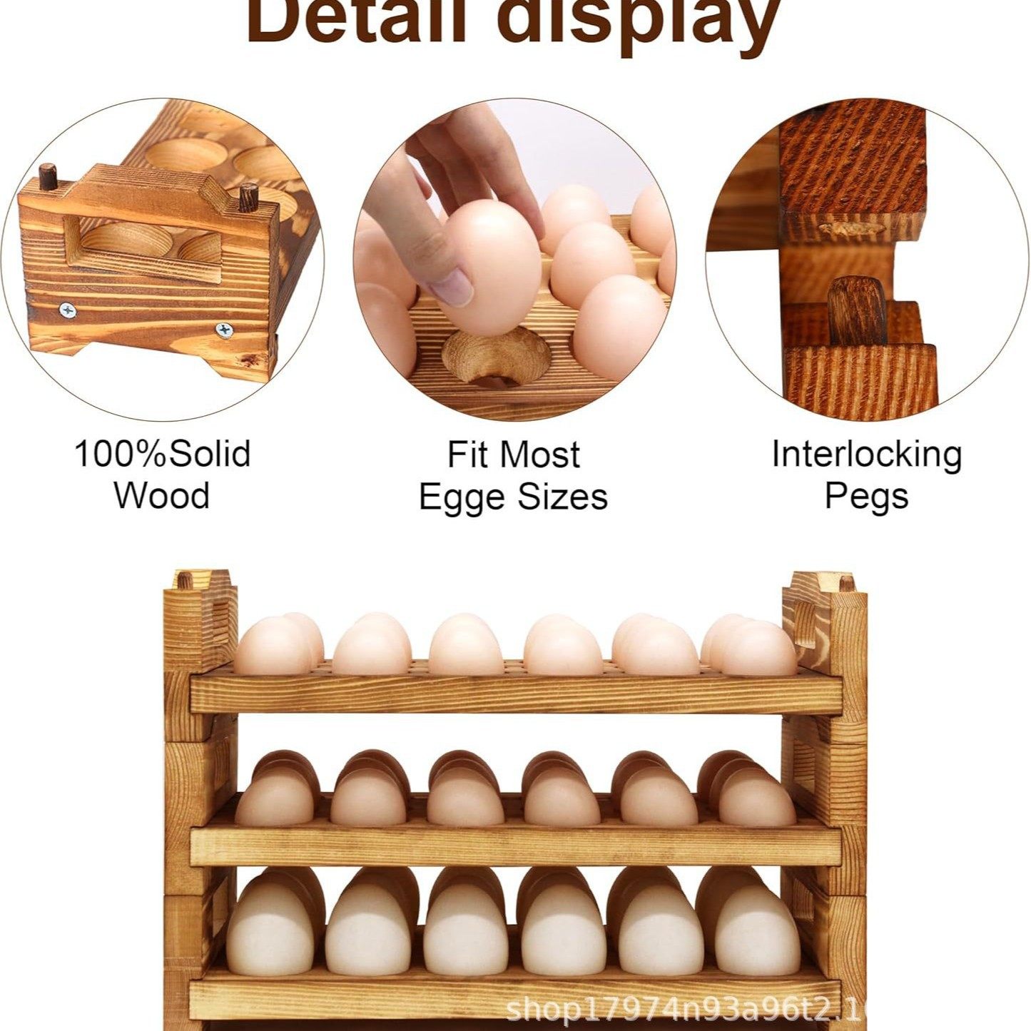 In-Stock Multi-Layer Egg Holder Cross-Border Wooden Egg Rack Egg Box Storage Rack Stackable Kitchen Egg Storage Rack