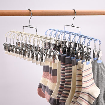 Stainless Steel 20-Clip Drying Rack for Home Use, Suitable for Socks, Underwear, Children's Bibs, Balcony Multifunctional Multi-Clip Drying Hook