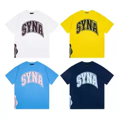 Cross-border American Synaworld Letter Pattern Printed Short-sleeved T-shirt for Men and Women American High Street Y2K Style Half-sleeved Shirt