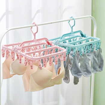 Factory Direct Sales Household Plastic Clothes Hangers Wholesale Folding Clothes Drying Racks Bra Underwear Clips Underwear Socks Clothes Drying Racks