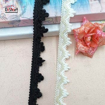 Factory direct supply classic black and white three flower lace nylon dyeing lace ethnic clothing accessories supply