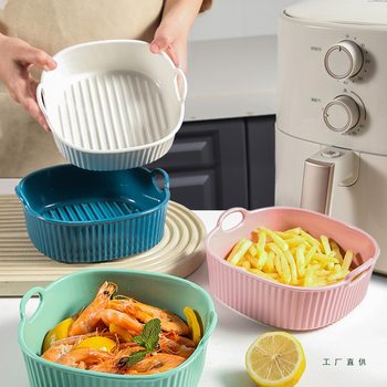 Air Fryer Special Bowl High Temperature Resistant Ceramic Double-Eared Baking Bowl Microwave Oven Square Baking Pan Fruit Salad Bowl