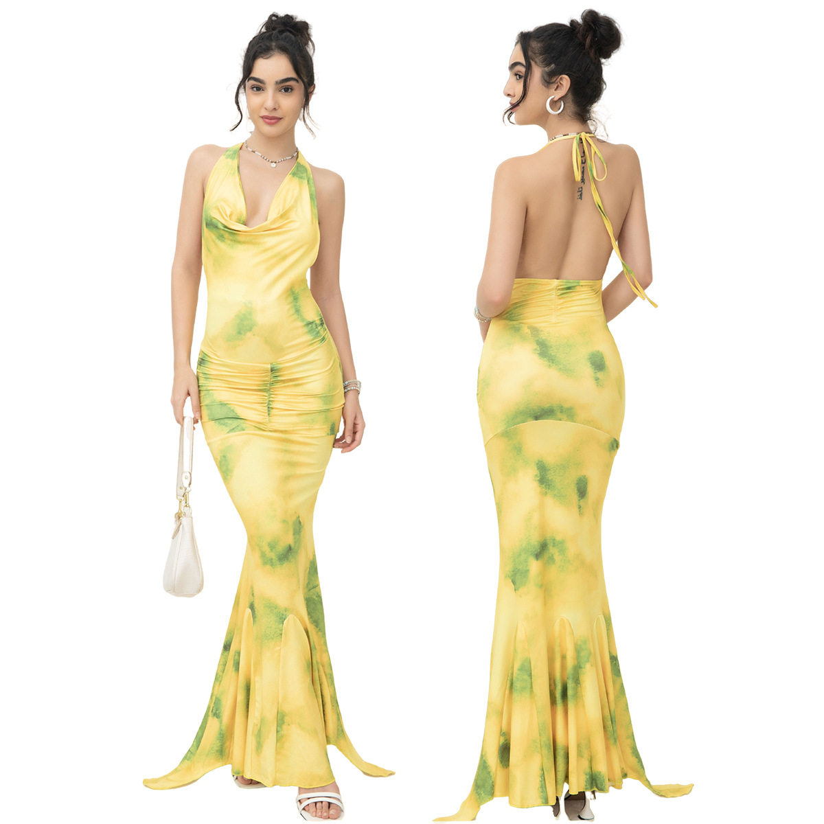 French Style Long Floral Dress Womens Sleeveless Deep V Neck Elegant Fit Perfect for Parties and Special Occasions
