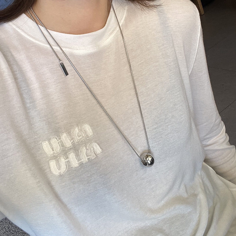 South Korea blogger with special-shaped double-sided pendant necklace snake bone chain long niche simple adjustable sweater chain