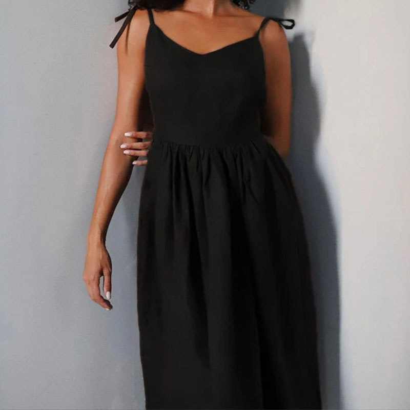 Spring Womens Dress Solid Color V Neck Backless Slim Fit Spaghetti Straps Casual or Evening Wear Wholesale