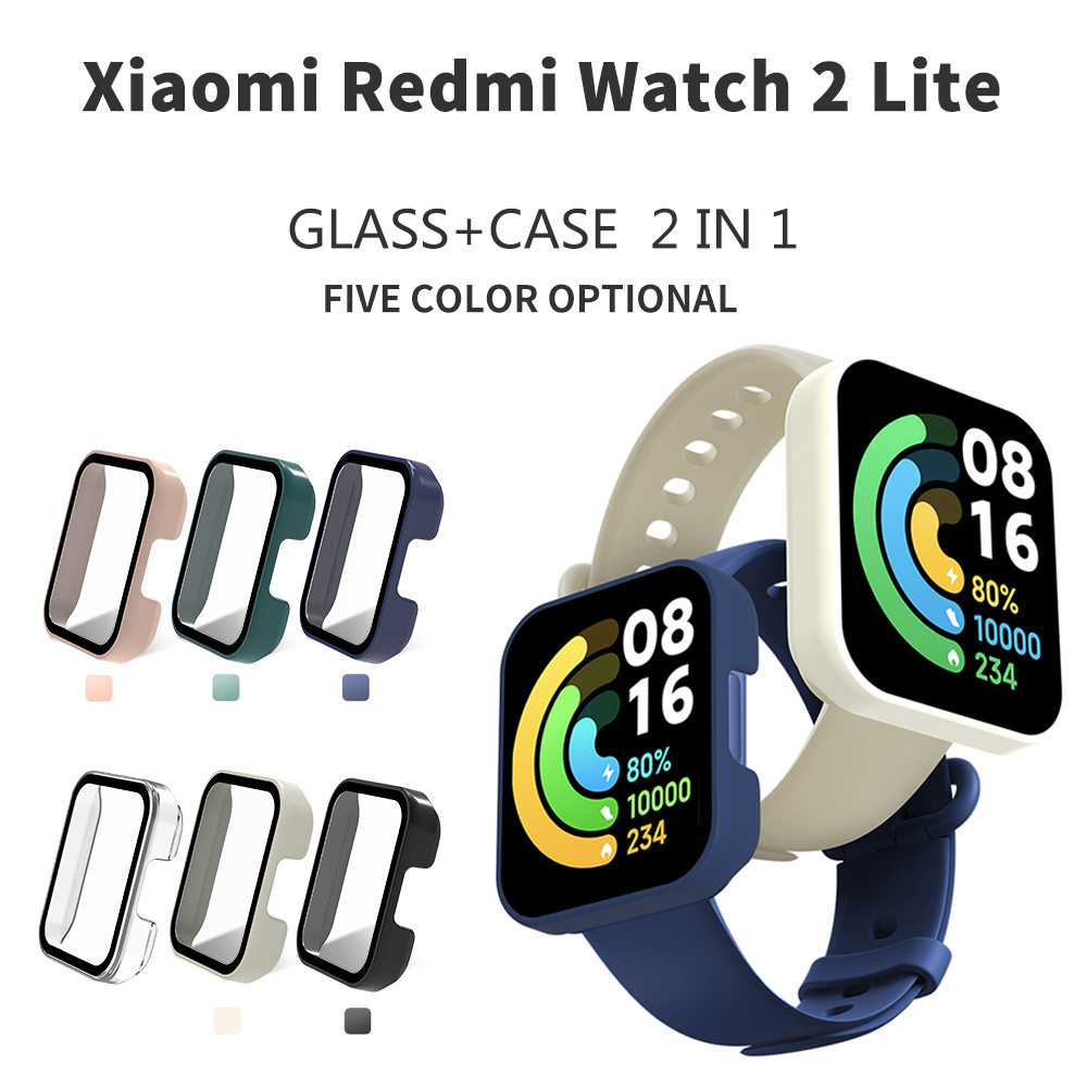 Suitable for Redmi Watch2 Lite Overseas Version, Tempered Glass Integrated Case for Redmi Watch 2