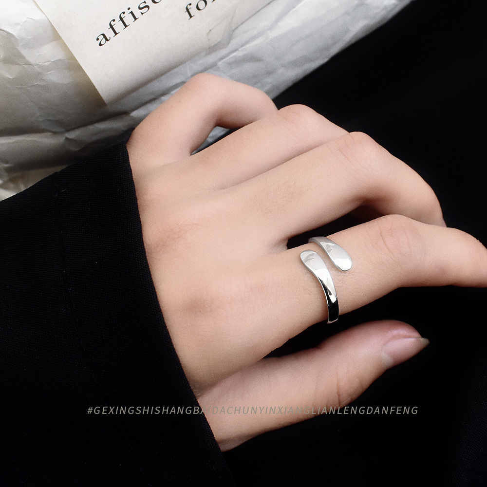 小众气质饰品s925银戒指韩系个性潮款开口指环女 - 图0