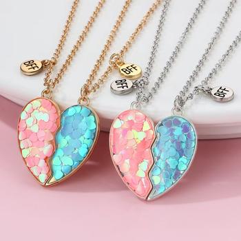 Cross-Border New Best Best Friend Necklace Set Magnet Pair of Sequins Onion Powder Glue Female Student Pendant