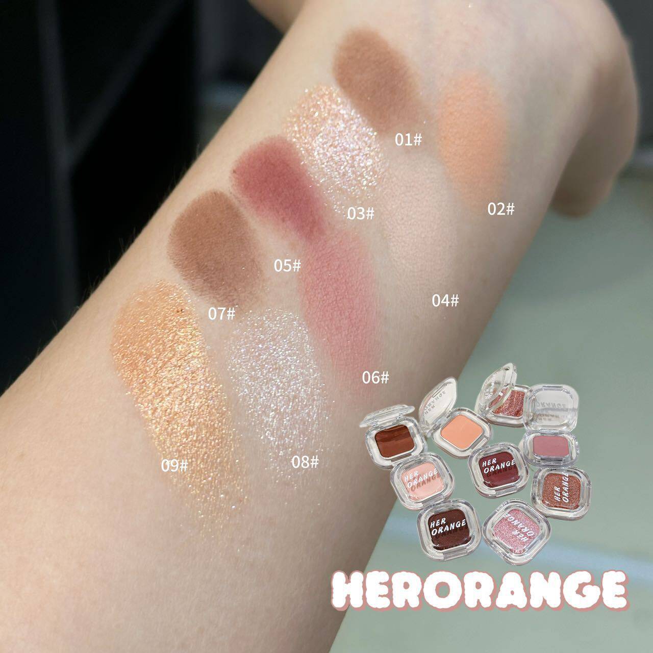 Herorange~Small White Flower Single Color Eye Shadow Pearlescent Fine Shimmer Low Saturation Matte Contouring Silkworm Multi-Purpose Eye Shadow Palette