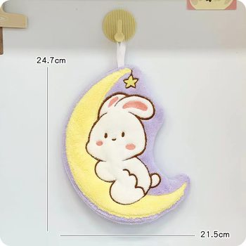 Holding Moon Rabbit Hand Towel Baby Hand Towel Hanging Cute Hair-free Hand Towel Hanging Rope Kitchen Towel