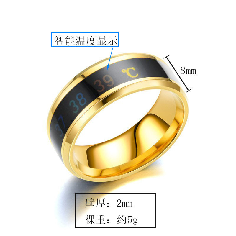 Fashion New Internet Celebrity Temperature Ring Automatic Induction Smart Temperature-Sensitive Color-Changing Ring Couple Ring Wholesale in Stock