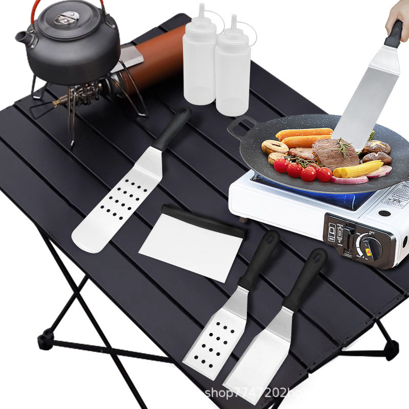 Cross-border hot barbecue tools 7-piece stainless steel barbecue suit teppanyaki outdoor BBQ baking tools in stock wholesale