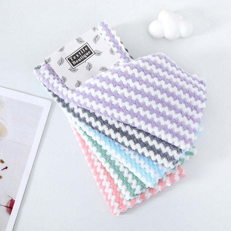 5 pack 30*30 high density warp knitted coral fleece square towel punch-in rag dish towel children adult hand towel wholesale