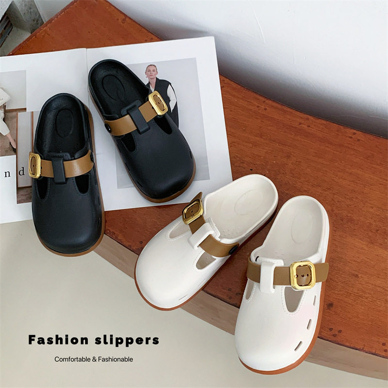 New Birkenstock-Style Women's Summer Outdoor Clogs, Closed-Toe Sandals, Flat-Soled Trendy Versatile Slippers with a Comfortable Feel